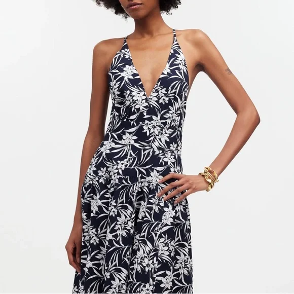 Madewell Smocked Halter Midi Dress in Poplin - Picture 6 of 10